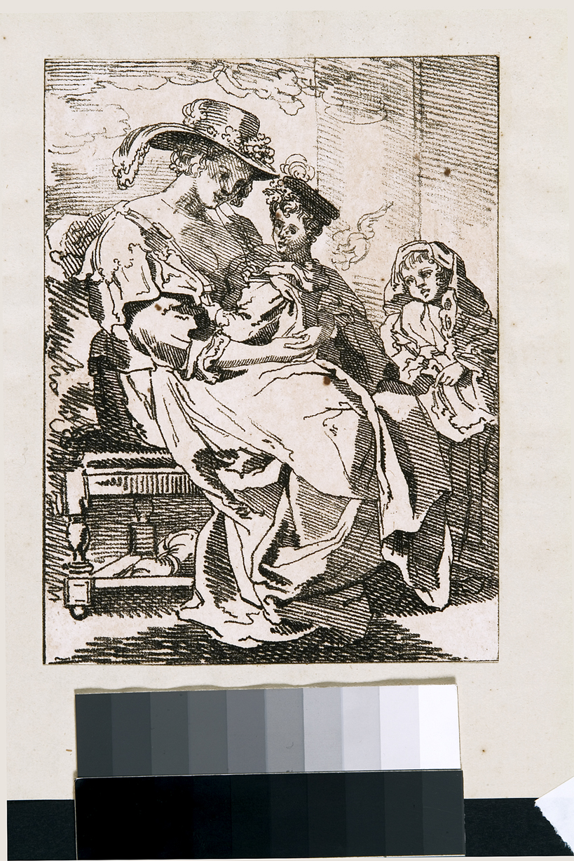 Hélène Fourment e i suoi figli, Claire-Jeanne e François, ritratto di Hélène Fourment con i bambini Claire-Jeanne e François (stampa, serie) di Cosway Hadfield Maria, Rubens Pieter Paul (sec. XIX)