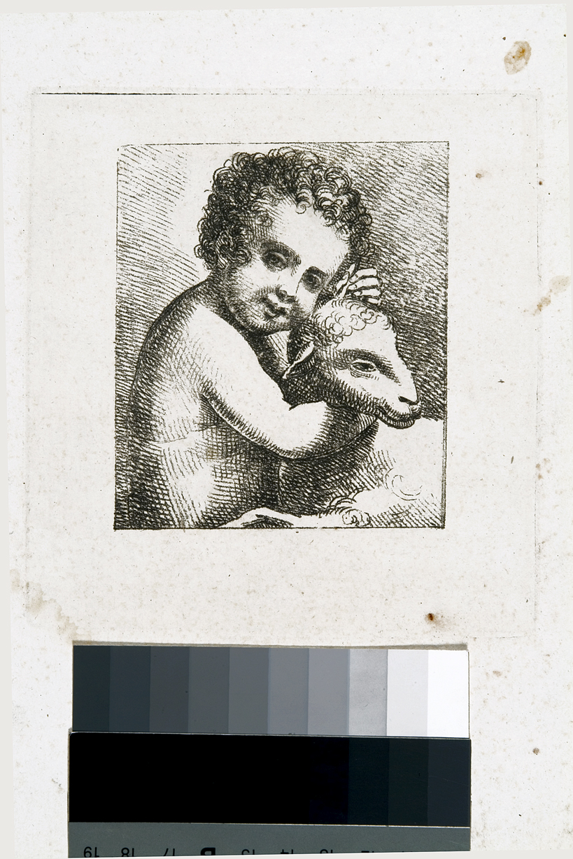 Gesù Bambino con l'agnello (stampa, serie) di Cosway Hadfield Maria (sec. XIX)