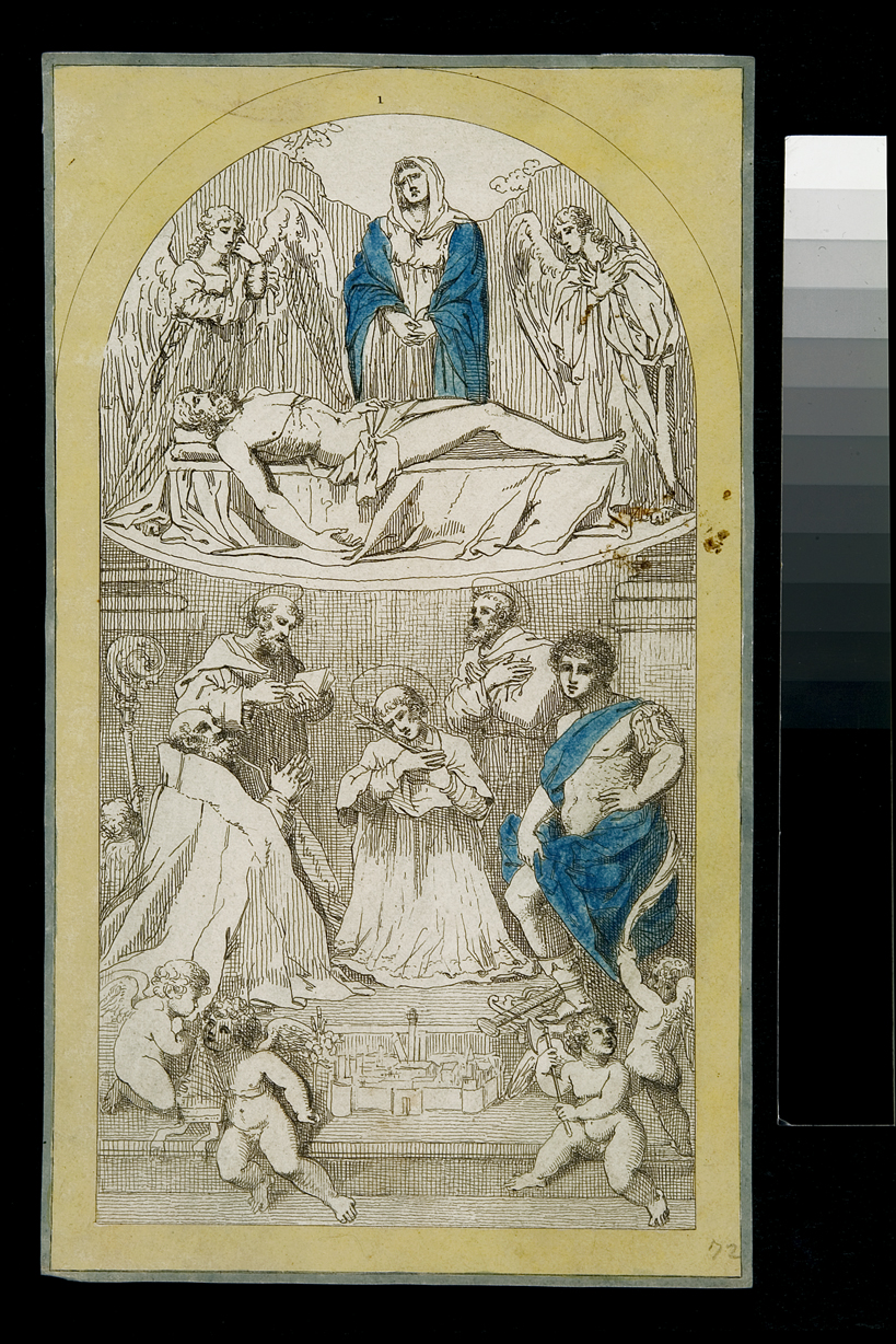 compianto sul Cristo morto e santi (stampa) di Cosway Hadfield Maria (sec. XIX)