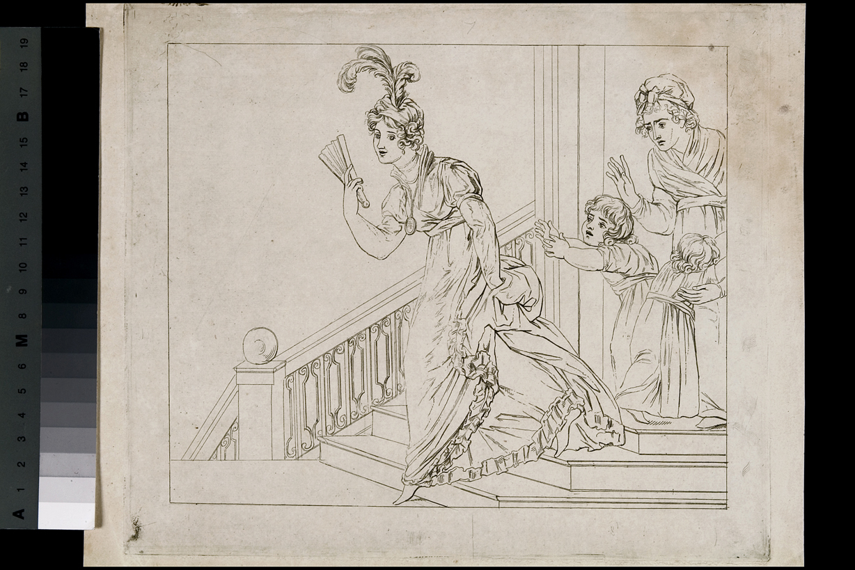 figura femminile con bambini (stampa smarginata) di Cardon Antoine, Cosway Hadfield Maria (sec. XIX)