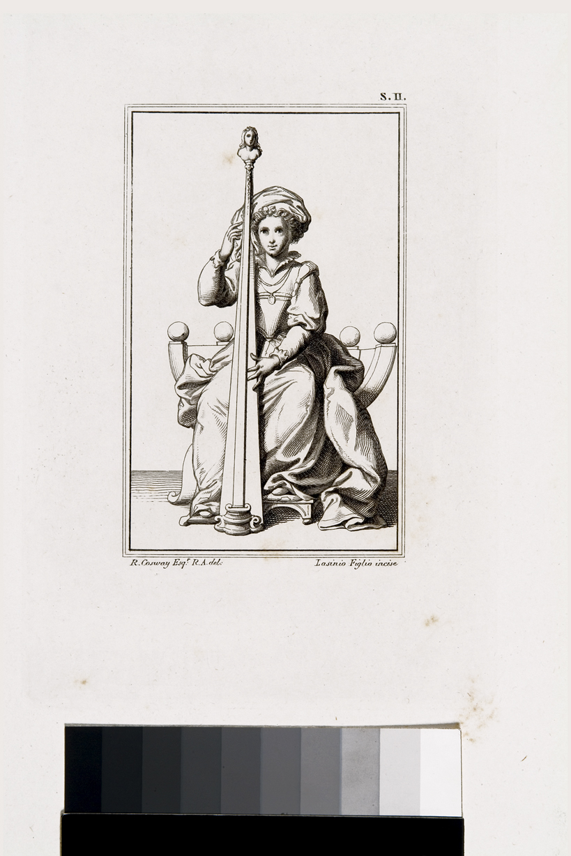figura femminile che suona l'arpa (stampa) di Lasinio Giovanni Paolo, Cosway Richard (sec. XIX)