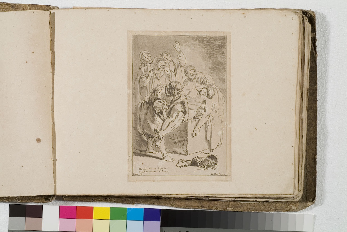 deposizione di Cristo nel sepolcro (stampa) di Fragonard Jean Honoré, De Saint-Non Richard Jean Claude, Van Baburen Dirk (sec. XVIII)