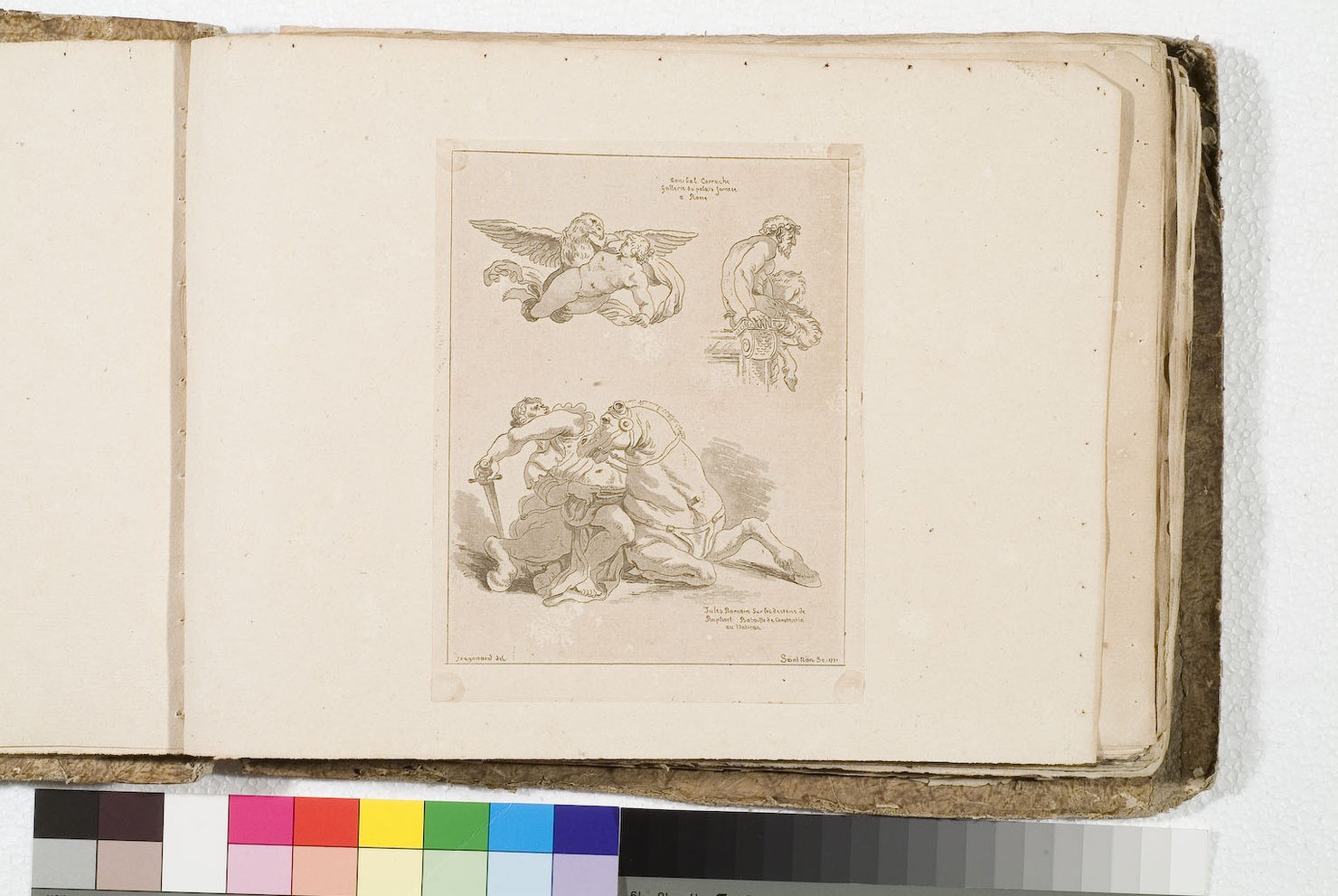 Ganimede e l'aquila di Giove / satiro/ giovane a cavallo (stampa) di Fragonard Jean Honoré, De Saint-Non Richard Jean Claude, Carracci Annibale, Pippi Giulio detto Giulio Romano (sec. XVIII)