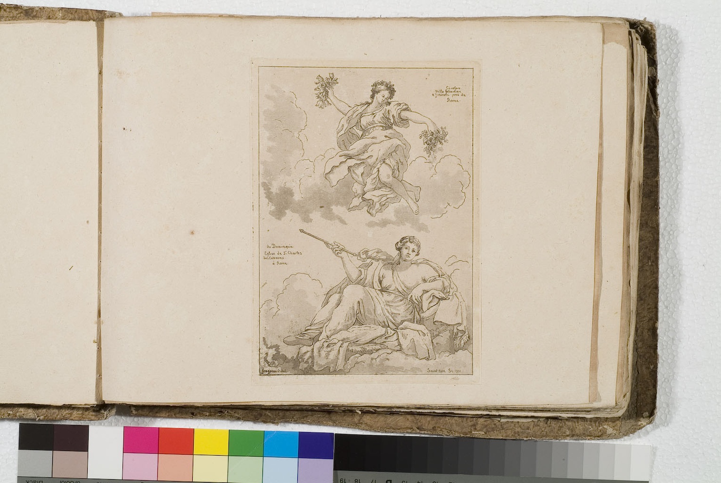 Battaglia di Costantino, figure femminili (stampa) di Fragonard Jean Honoré, De Saint-Non Richard Jean Claude, Ferri Ciro, Zampieri Domenico detto Domenichino (sec. XVIII)