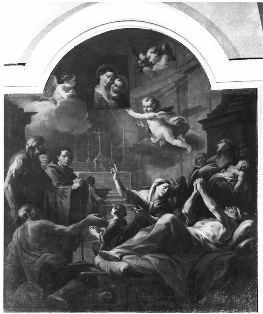 apparizione della Madonna (dipinto, opera isolata) - ambito lombardo (prima metà sec. XVIII)