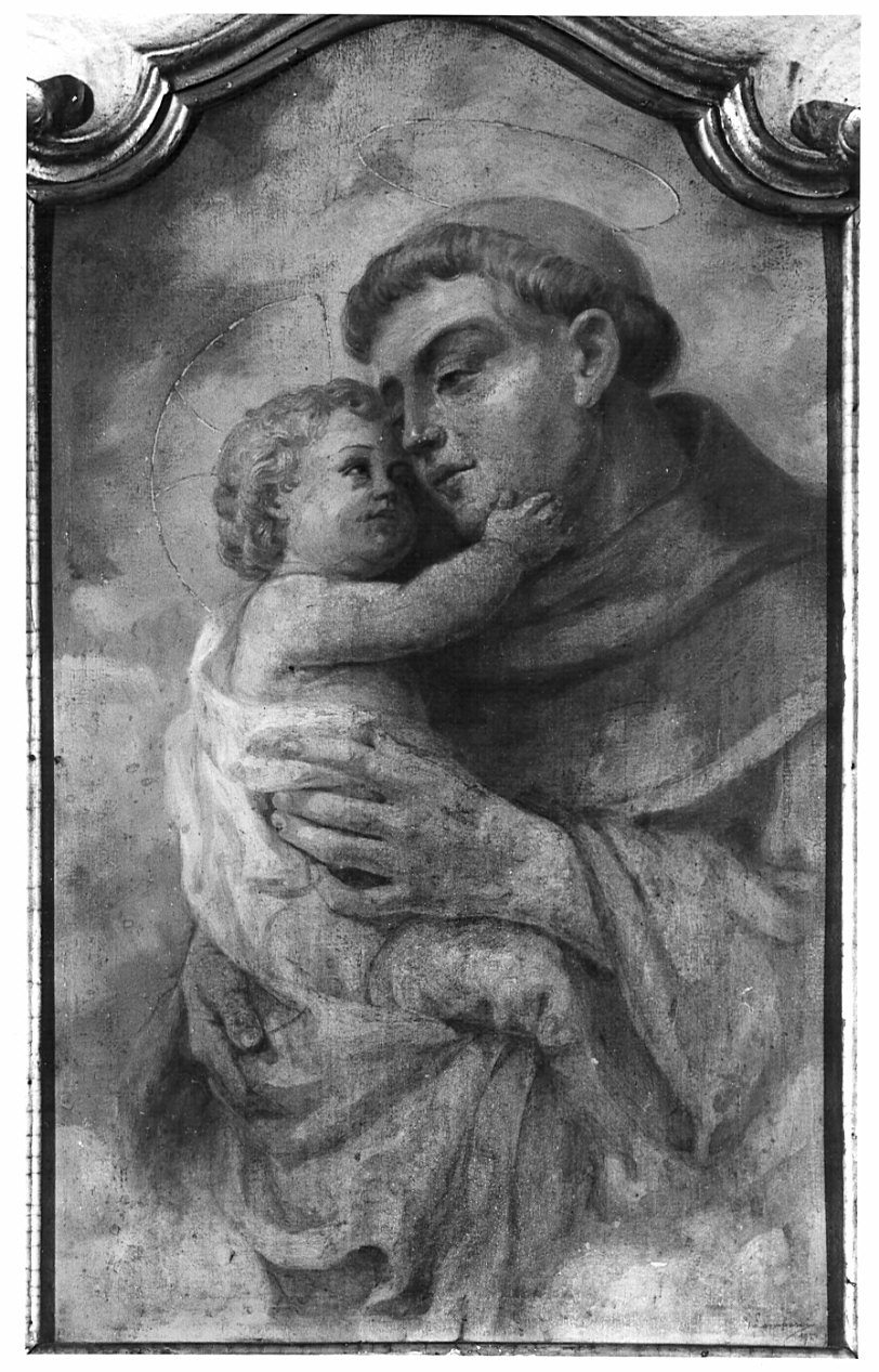 Sant'Antonio da Padova con il bambino (dipinto, opera isolata) di Lombardi Giuseppe (sec. XX)