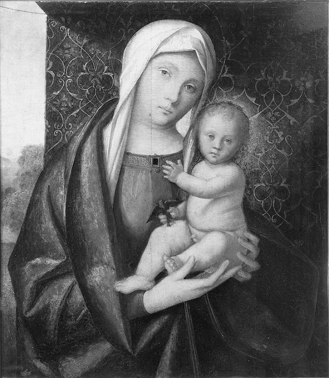 Madonna col Bambino che gioca con un uccellino, Madonna con Bambino che tiene in mano un uccellino (dipinto, opera isolata) di Boccaccino Boccaccio (sec. XVI)