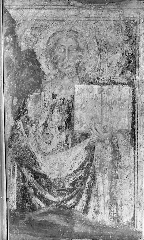 Il Risorto benedicente, Cristo Benedicente (dipinto, elemento d'insieme) di Maestro di Mocchirolo - ambito lombardo (sec. XIV)