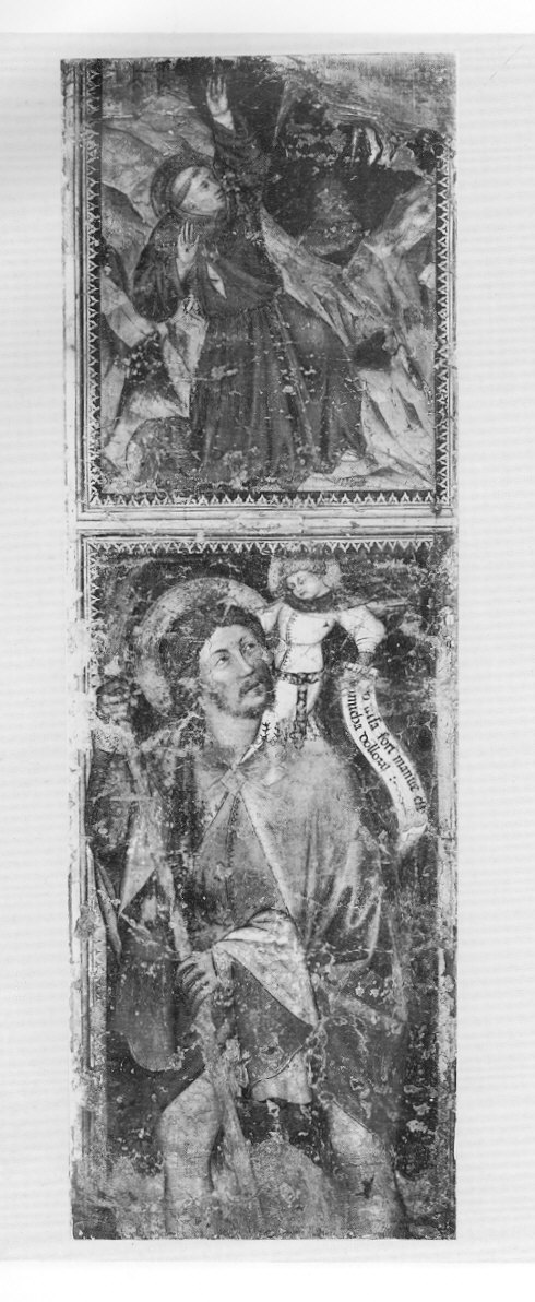 San Francesco che riceve le stigmate e San Cristoforo, San Francesco d'Assisi riceve le stimmate/ San Cristoforo guada il fiume con Gesù Bambino sulle spalle (dipinto, opera isolata) - ambito lombardo (sec. XIV)
