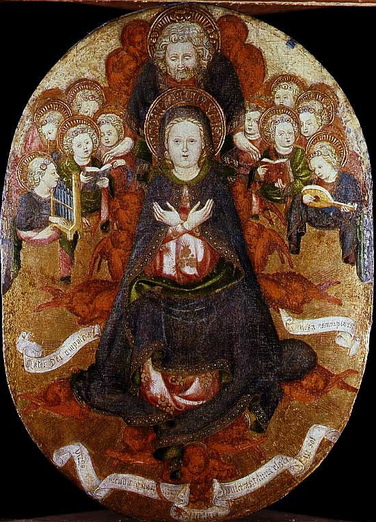 Assunzione della Vergine, assunzione della Madonna (scomparto di polittico, frammento) di Zavattari detto Secondo Maestro di Monza (attribuito) (sec. XV)