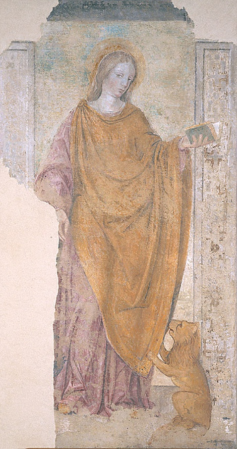 Sante Agense, Apollonia ed Eufemia, Sant'Eufemia (dipinto, frammento) di Ambrogio da Fossano detto Bergognone (sec. XV)