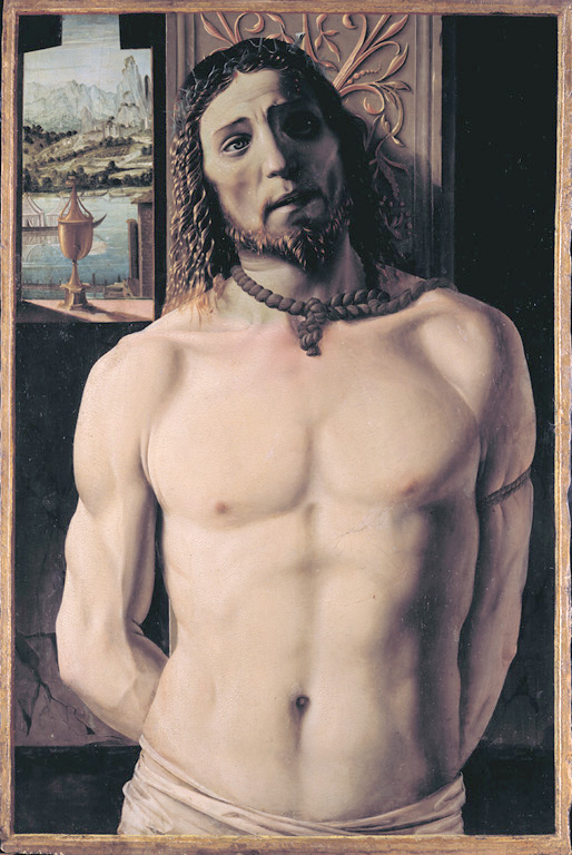 Cristo alla colonna, Cristo alla colonna (dipinto, opera isolata) di Bramante Donato (fine sec. XV)