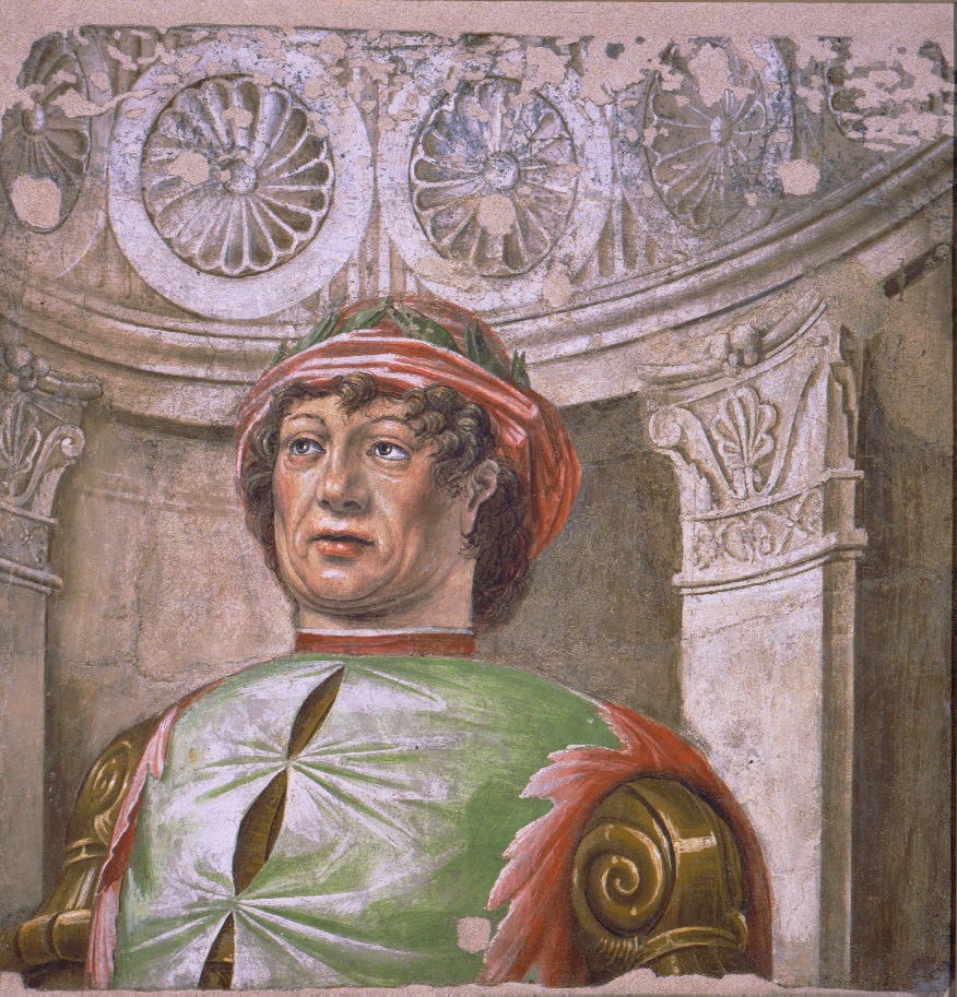 Uomo d'arme, figura maschile (uomo d'arme) (dipinto, frammento) di Bramante Donato (sec. XV)
