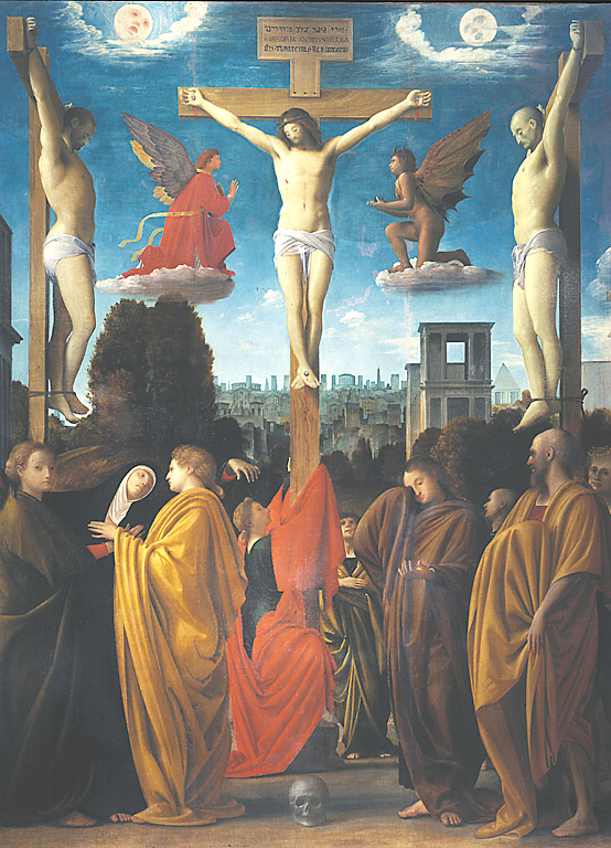 Crocifissione, crocifissione (dipinto, opera isolata) di Suardi Bartolomeo detto Bramantino (sec. XVI)