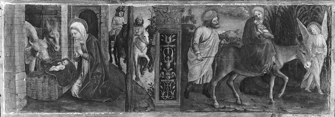 Fuga in Egitto, fuga in Egitto (scomparto di predella, elemento d'insieme) di Foppa Vincenzo (sec. XV)