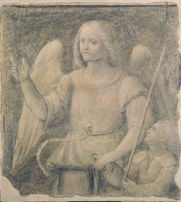 Tobiolo e l'angelo, Tobiolo e l'angelo (dipinto, frammento) di Luini Bernardino (scuola) (sec. XVI)