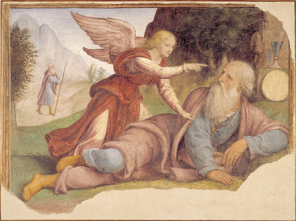 Il sogno di Elia, apparizione dell'angelo a Elia (dipinto, ciclo) di Luini Bernardino (sec. XVI)