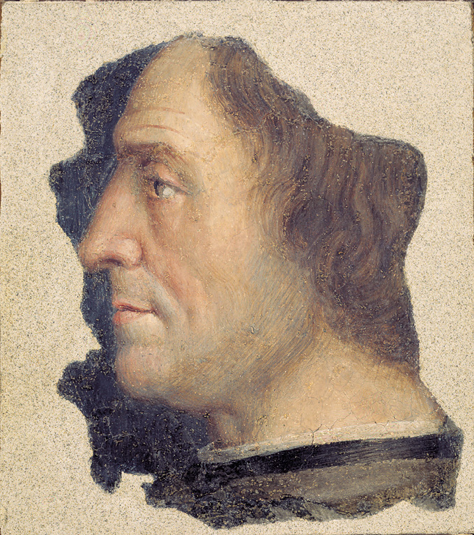 Ritratto virile di profilo, ritratto virile di profilo (dipinto, frammento) di Luini Bernardino (sec. XVI)