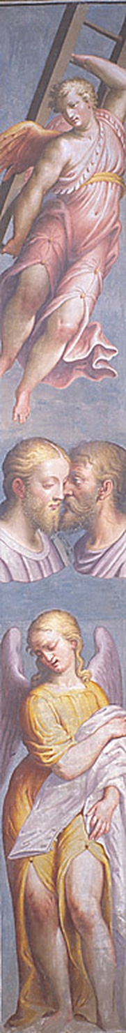 Angeli con strumenti della passione, angeli con simboli della passione (dipinto, ciclo) di Campi Bernardino (sec. XVI)