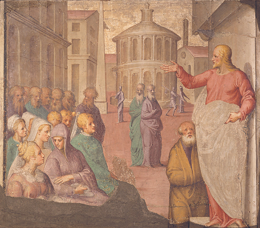Gesù predica alle turbe, Cristo che predica alle folle (dipinto, ciclo) di Campi Bernardino (sec. XVI)