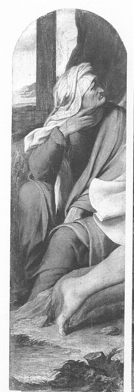 Un vecchio seduto, figura maschile seduta (scomparto di polittico, frammento) di Piazza Callisto (sec. XVI)