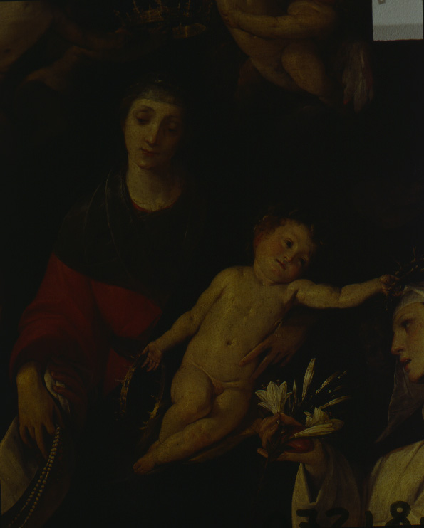 Madonna del Rosario, Madonna del Rosario con San Domenico e Santa Caterina da Siena (dipinto, opera isolata) di Crespi Giovan Battista detto Cerano (sec. XVII)