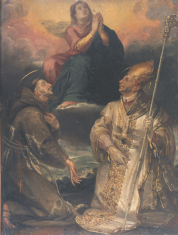 La Madonna Assunta con i Santi Francesco e Carlo, Madonna assunta con San Francesco d'Assisi e San Carlo Borromeo (dipinto, opera isolata) di Crespi Giovan Battista detto Cerano (attribuito) (fine/inizio secc. XVI/ XVII)