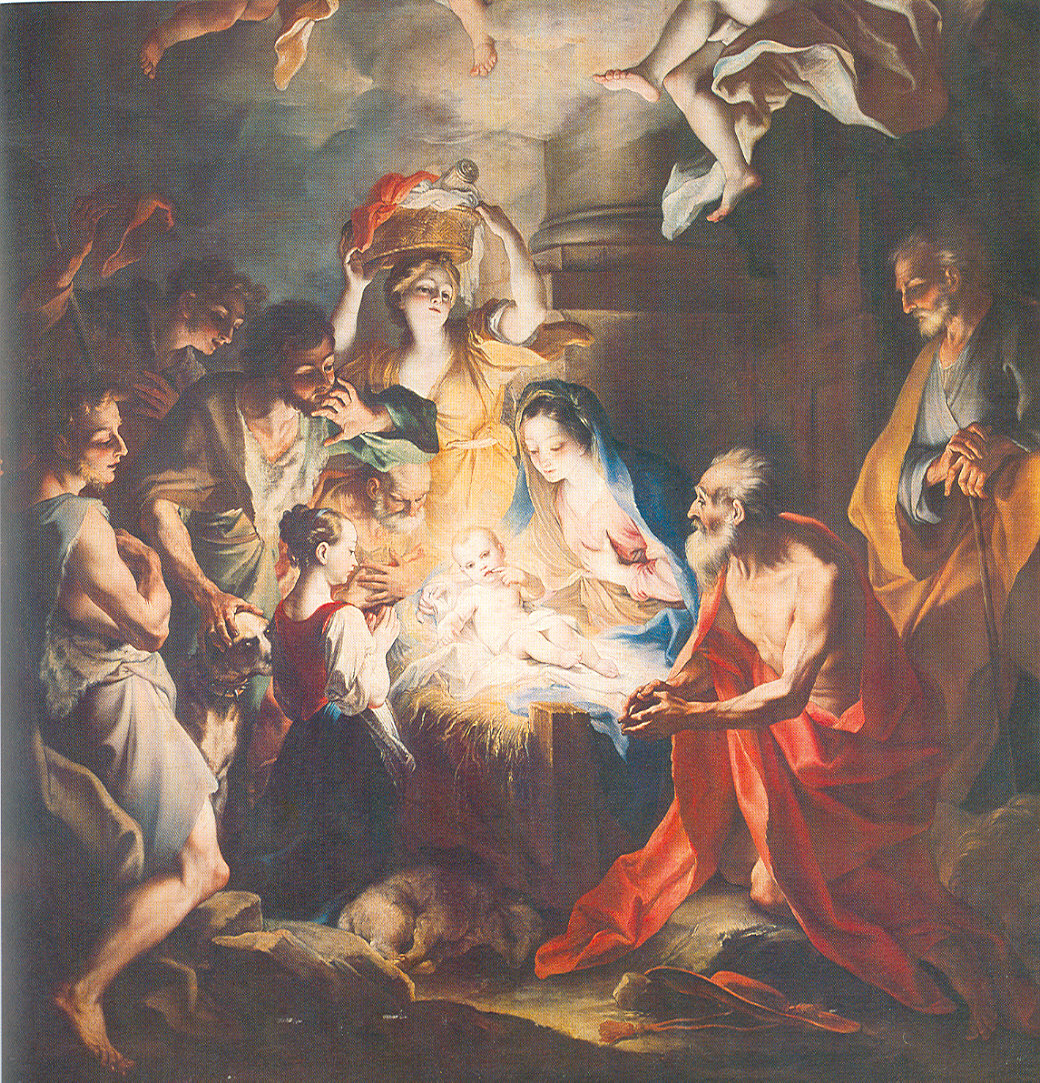 La Natività con San Gerolamo, natività con San Girolamo (dipinto, opera isolata) di Legnani Stefano Maria detto Legnanino (sec. XVIII)