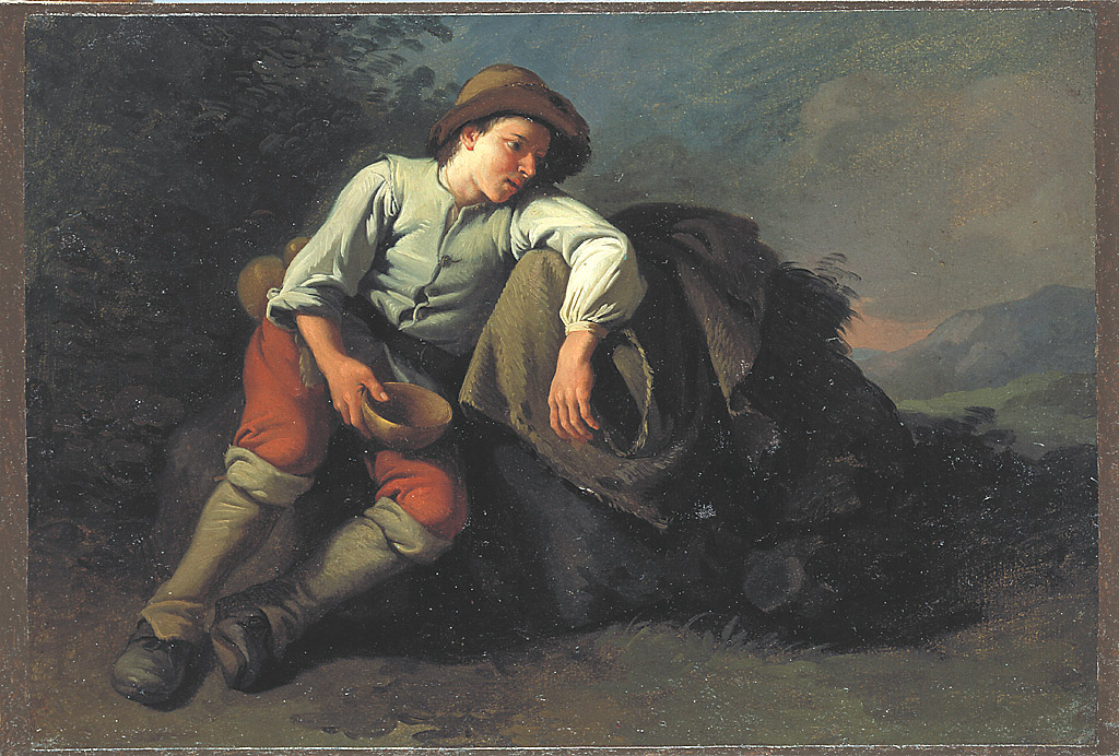 Contadinello seduto, contadinello seduto (dipinto, serie) di Londonio Francesco (terzo quarto sec. XVIII)