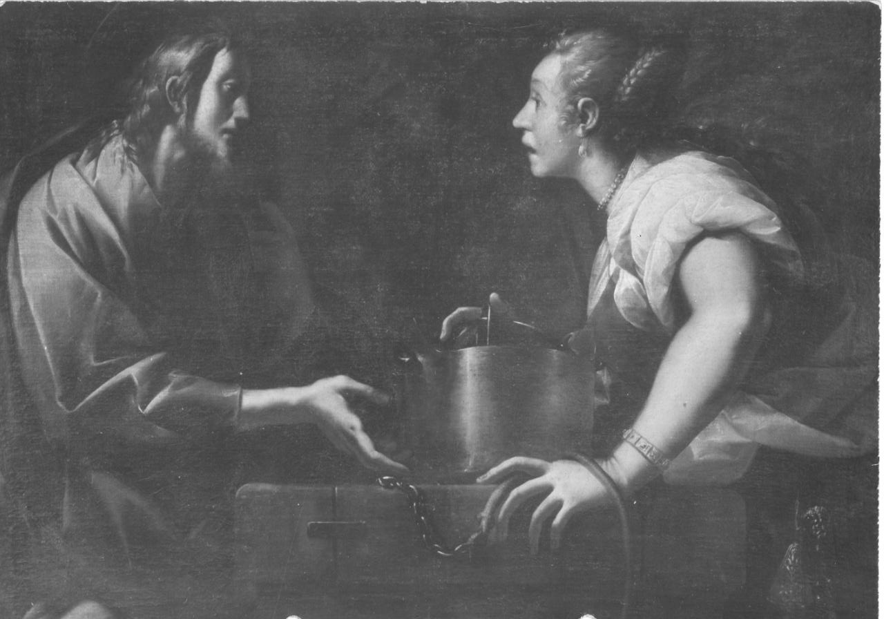 Cristo e la Samaritana al pozzo, Cristo e la samaritana al pozzo (dipinto, opera isolata) di Mazzucchelli Pier Francesco detto Morazzone (sec. XVII)