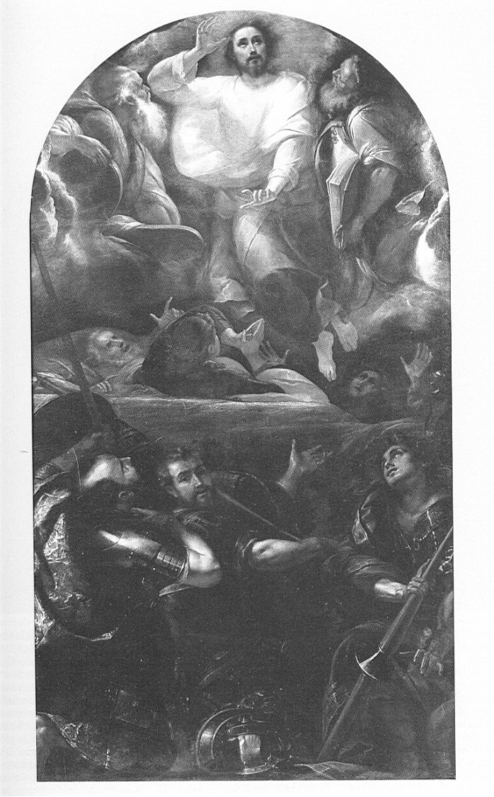 La Trasfigurazione con tre Santi Martiri, trasfigurazione con tre Santi martiri (dipinto, opera isolata) di Procaccini Giulio Cesare (sec. XVII)