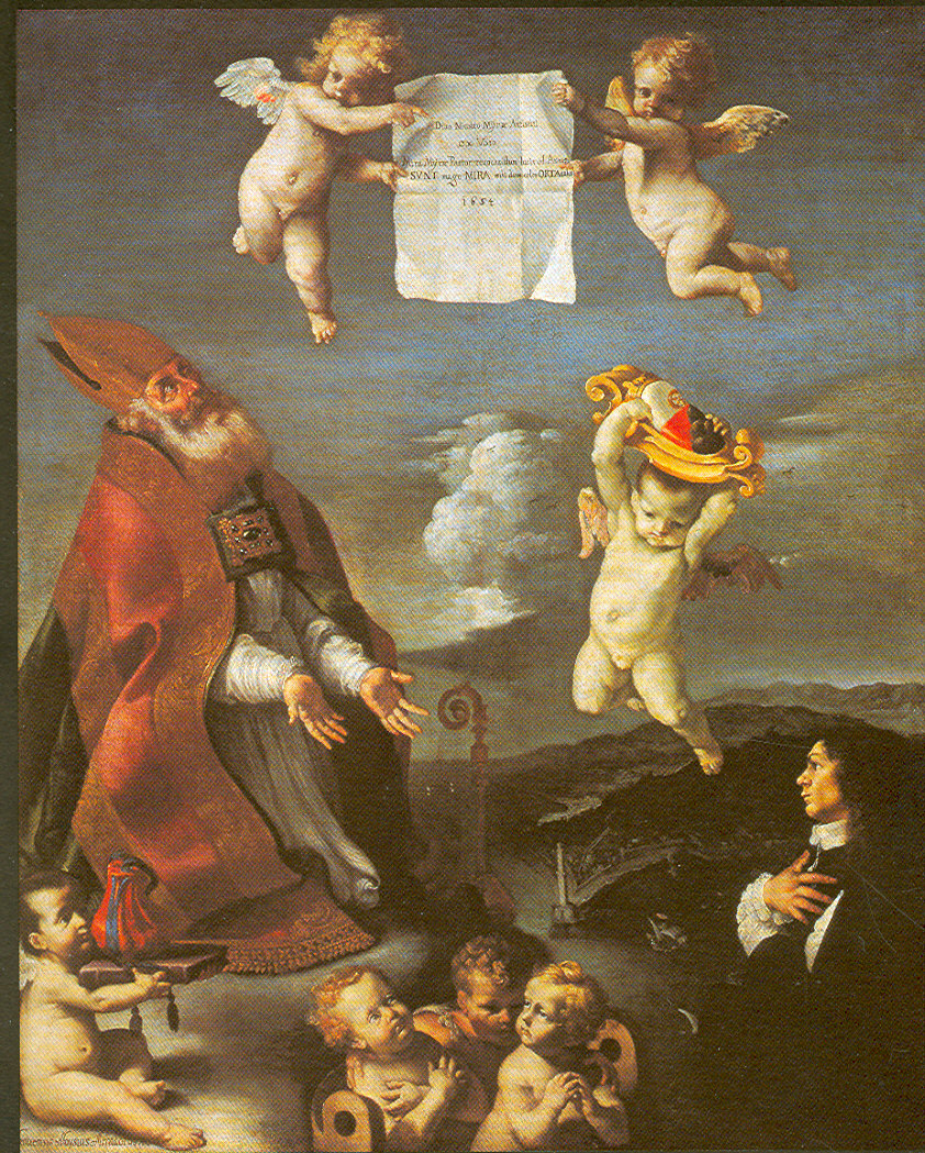 San Nicola vescovo di Mira e offerente, San Nicola vescovo e figura maschile inginocchiata (dipinto, opera isolata) di Miradori Luigi detto Genovesino (sec. XVII)