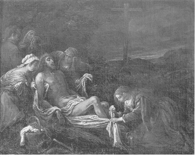 Cristo deposto e le pie donne, compianto sul Cristo morto (dipinto, opera isolata) di Dal Ponte Francesco detto Francesco Bassano il Giovane (bottega) (ultimo quarto sec. XVI)