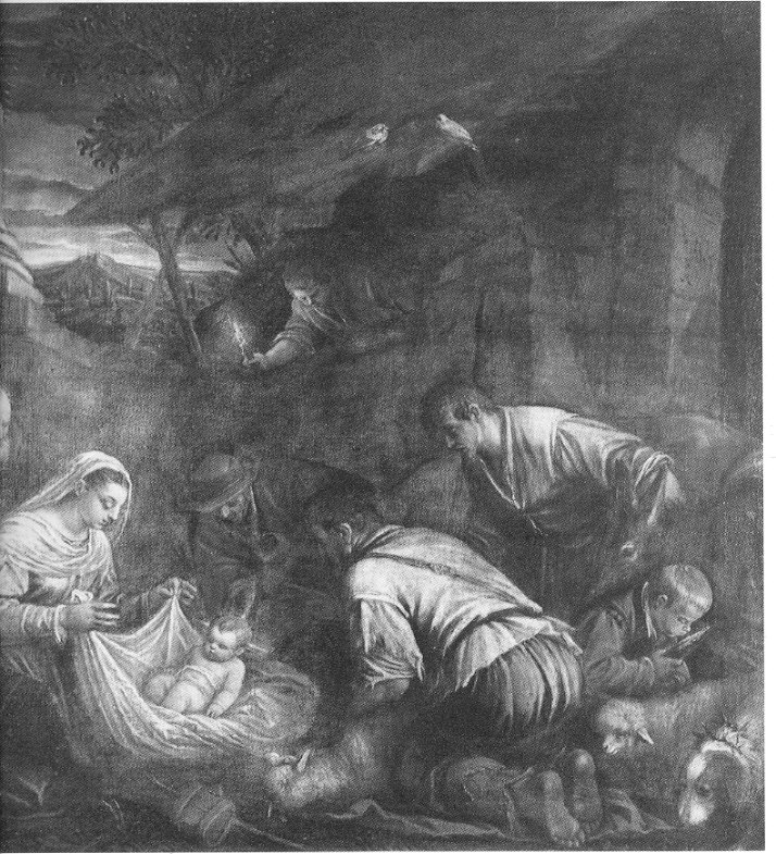 Adorazione dei pastori, adorazione dei pastori (dipinto, opera isolata) di Dal Ponte Leandro detto Leandro Bassano (bottega) (sec. XVI)