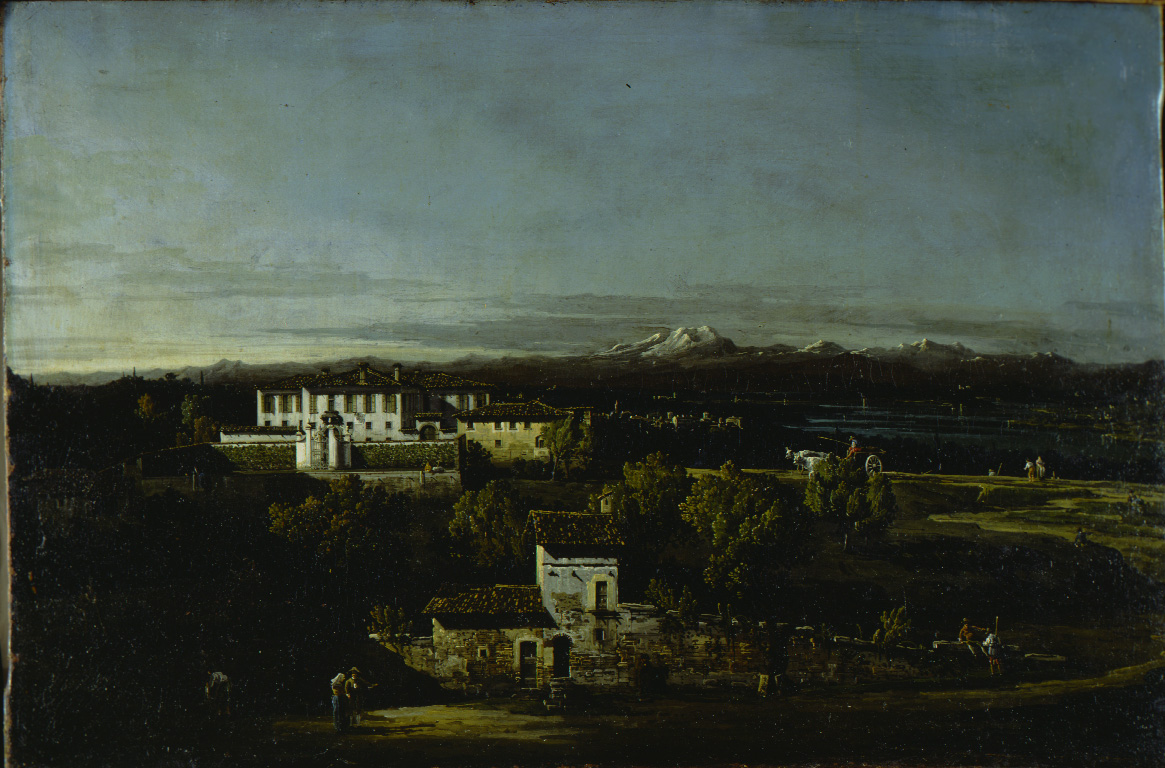 Veduta di Villa Melzi a Gazzada, veduta di Villa Perabò poi Melzi alla Gazzada (dipinto, opera isolata) di Bellotto Bernardo (sec. XVIII)
