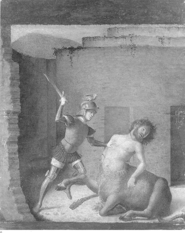 Teseo e il Minotauro, Teseo uccide il Minotauro (dipinto, frammento) di Cima Giovanni Battista detto Cima da Conegliano (sec. XV)
