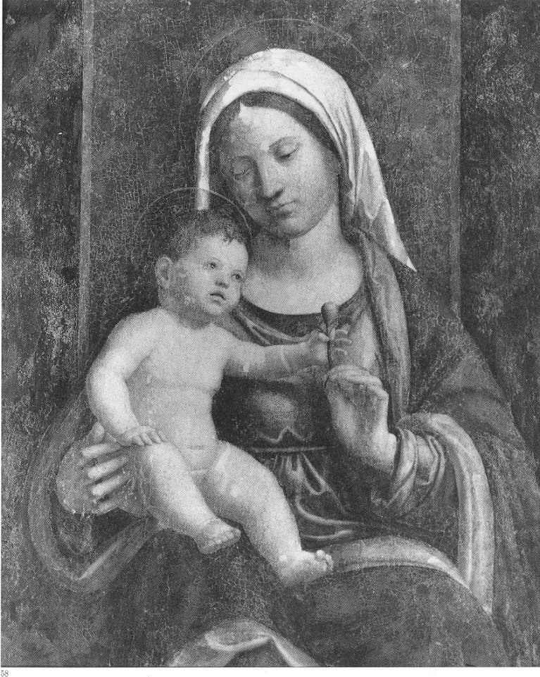 Madonna col Bambino, Madonna con Bambino (dipinto, frammento) di Cima Giovanni Battista detto Cima da Conegliano (sec. XVI)