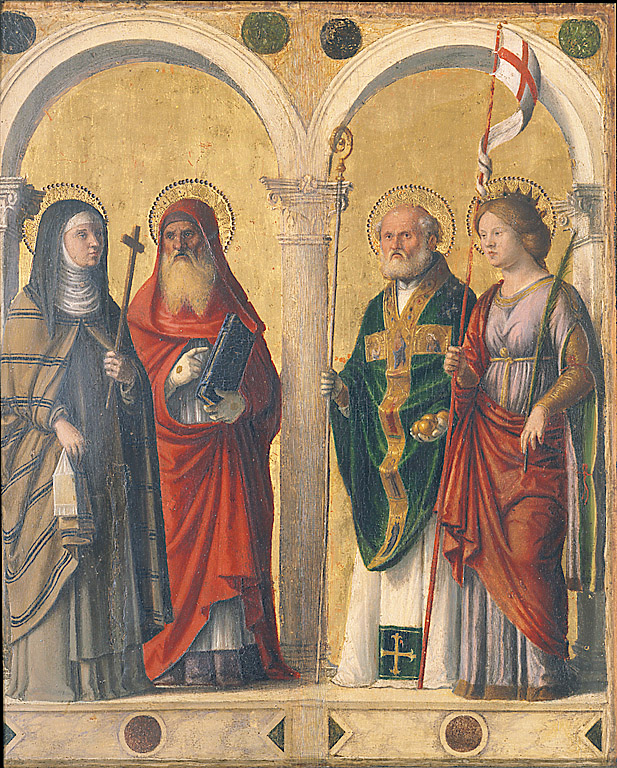 Santa Clara, San Gerolamo, San Nicola e Sant'Orsola, Santa Clara, San Girolamo, San Nicola, Sant'Orsola (predella, frammento) di Cima Giovanni Battista detto Cima da Conegliano (bottega) (inizio sec. XVI)