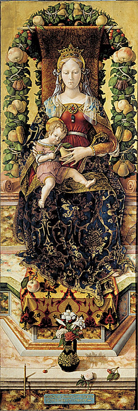 Madonna della Candeletta, Madonna con Bambino in trono (scomparto di polittico, frammento) di Crivelli Carlo (sec. XV)