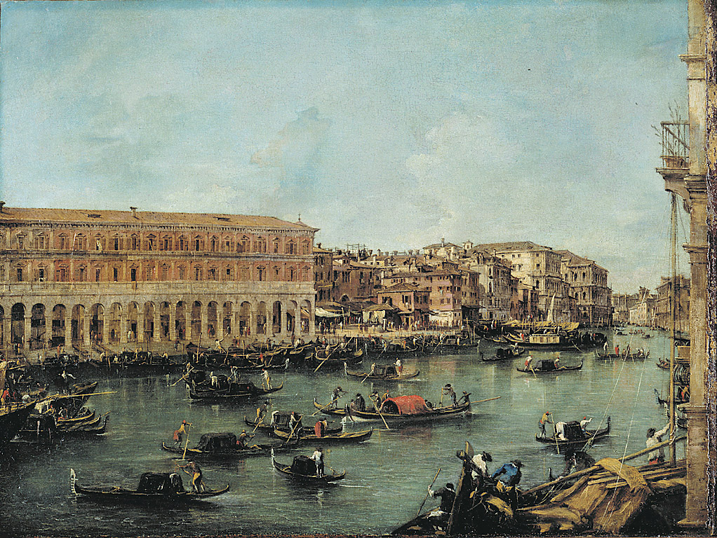 veduta del Canal Grande con le Fabbriche Nuove di Rialto (dipinto, serie) di Guardi Francesco (sec. XVIII)