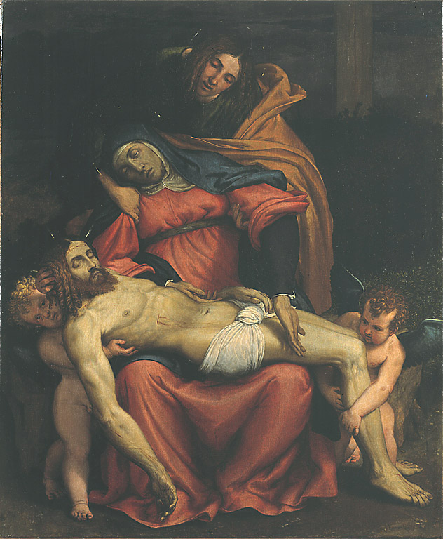Pietà, pietà (dipinto, opera isolata) di Lotto Lorenzo (sec. XVI)