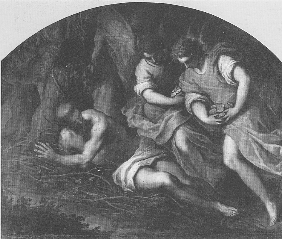San Francesco in penitenza consolato da due angeli, San Francesco (dipinto, opera isolata) di Negretti Jacopo detto Palma il Giovane (sec. XVI)