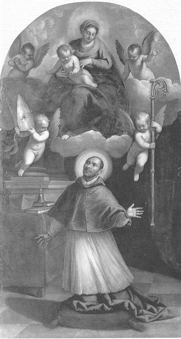 Madonna col Bambino in gloria e San Carlo Borromeo, Madonna con Bambino in gloria, angeli e San Carlo Borromeo (dipinto, opera isolata) di Negretti Jacopo detto Palma il Giovane (sec. XVII)