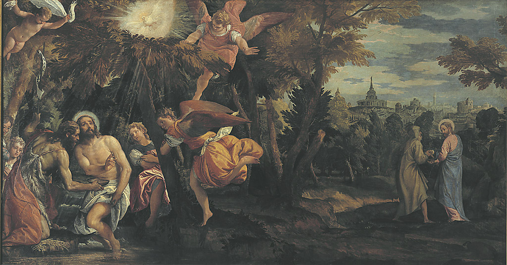 Battesimo e Tentazioni di Cristo, battesimo e tentazioni di Cristo (dipinto, opera isolata) di Caliari Paolo detto Veronese (sec. XVI)