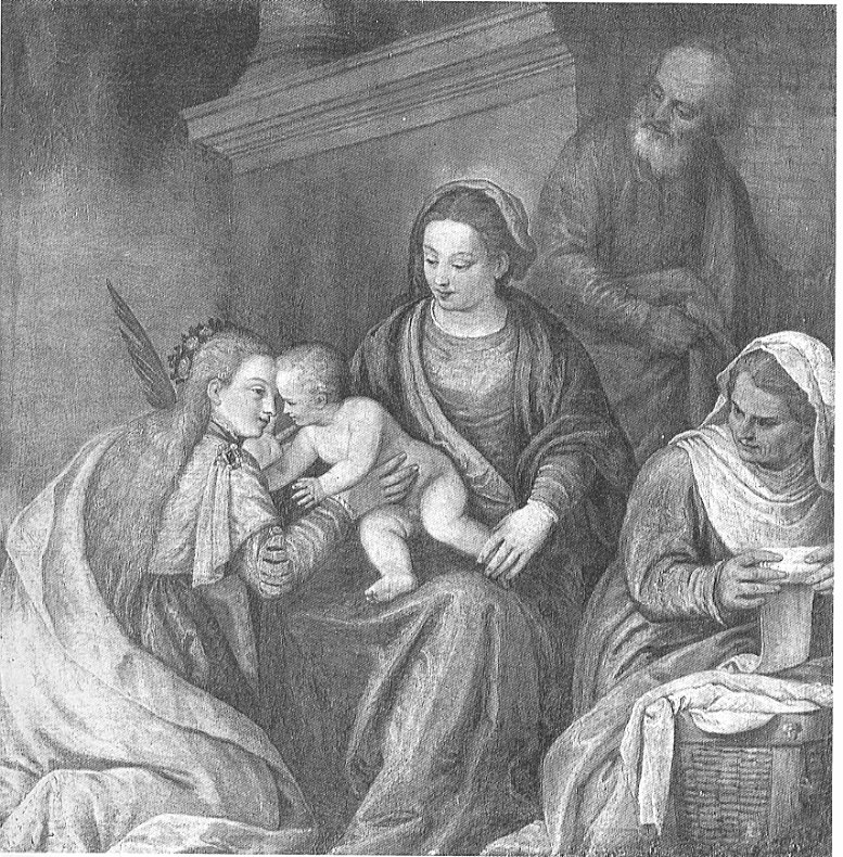 Sacra Famiglia con Santa Caterina e Sant'Anna, Sacra Famiglia con Santa Caterina e Sant'Anna (dipinto, opera isolata) di Caliari Paolo detto Veronese (maniera) (inizio sec. XVII)