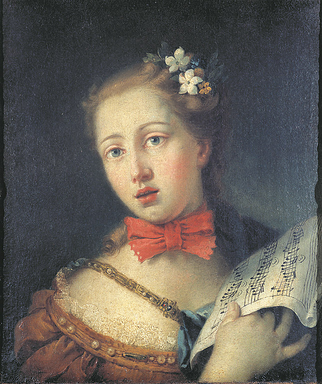 Giovane cantante, busto femminile (dipinto, opera isolata) di Zugno Francesco (attribuito) (sec. XVIII)