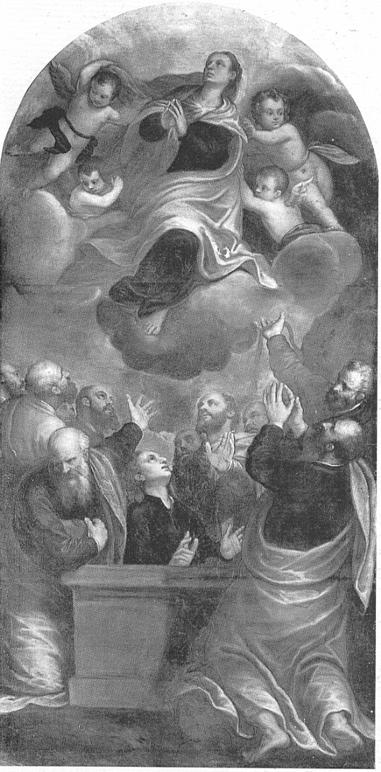 Assunzione della Vergine con gli Apostoli, Madonna Assunta (dipinto, opera isolata) di Maganza Alessandro (sec. XVI)