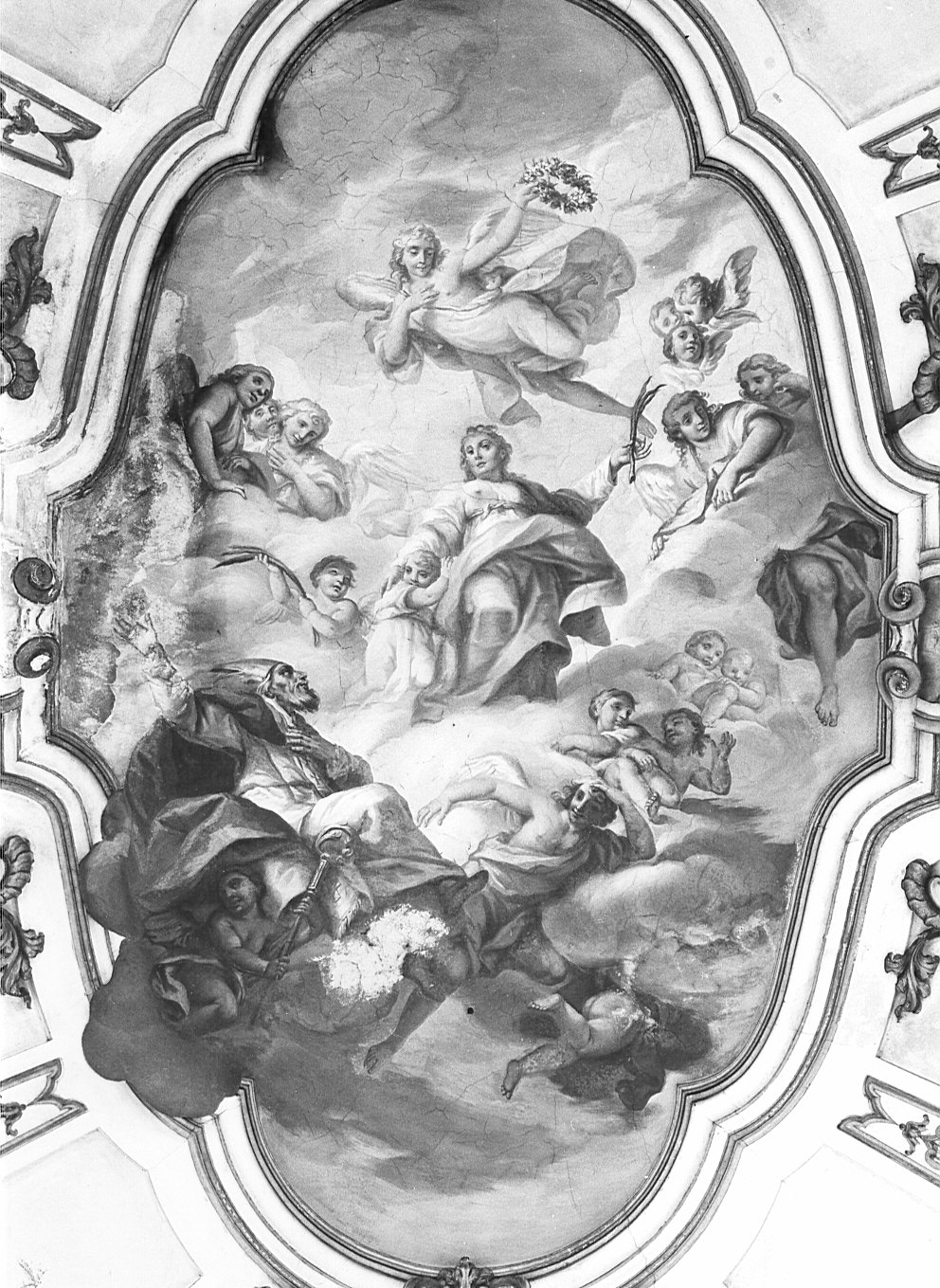 gloria dei santi Quirico e Giuditta (dipinto murale) - ambito pavese (sec. XVIII)