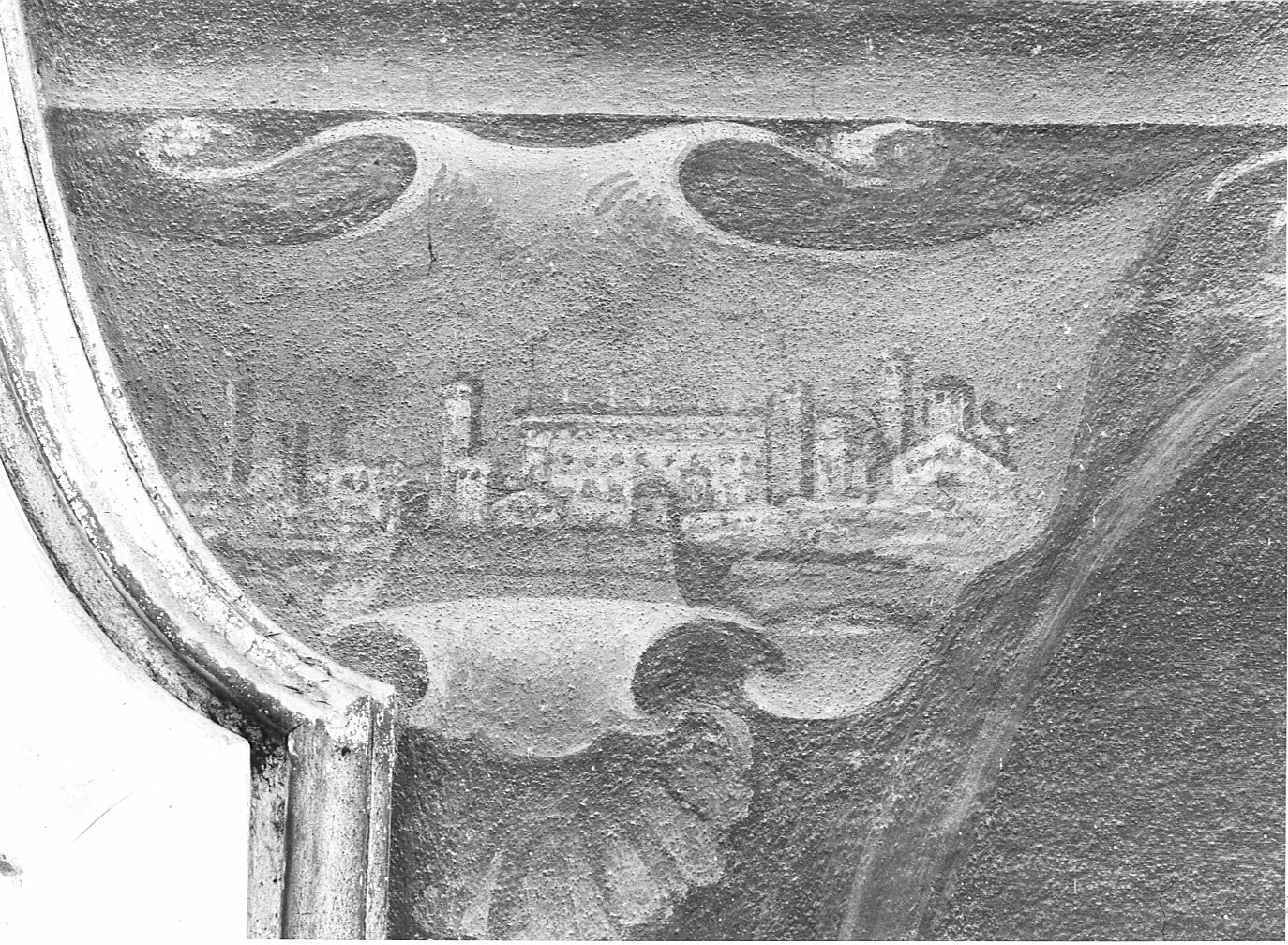 Veduta di Pavia, veduta di città (dipinto murale) di Magatti Pietro Antonio (attribuito) (sec. XVIII)