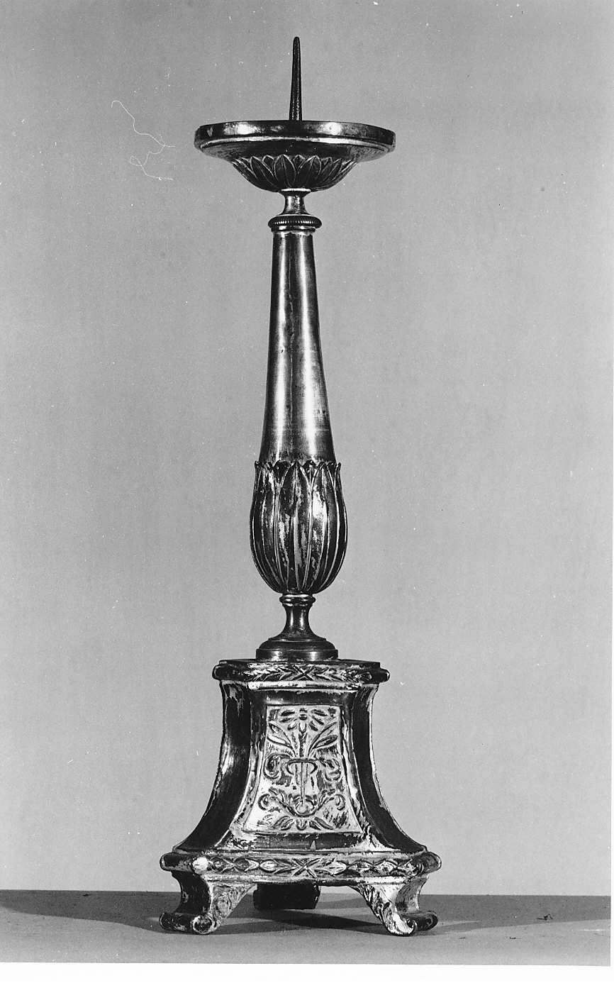 candeliere, opera isolata - bottega lombarda (inizio sec. XIX)